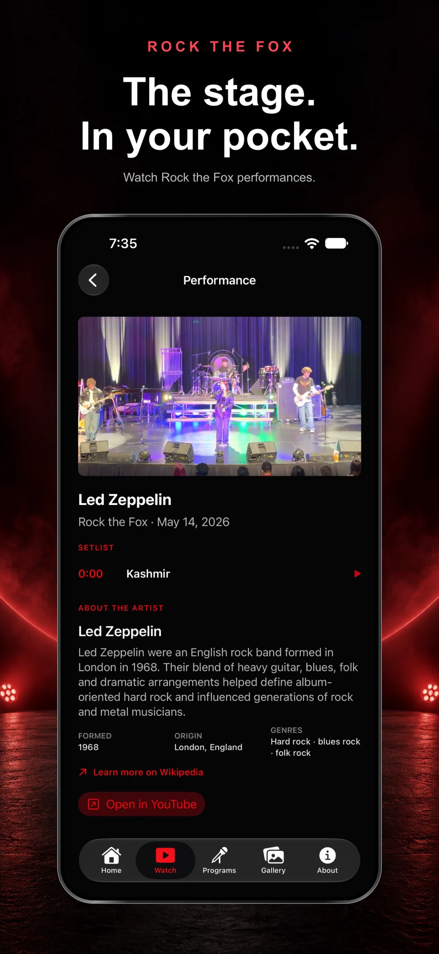 Rock the Fox performance playback and setlist.