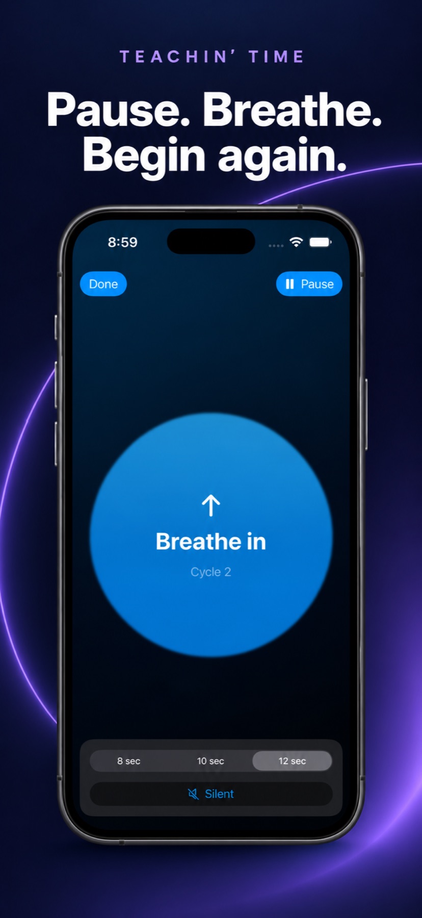 Moment of Zen guided breathing in Teachin’ Time